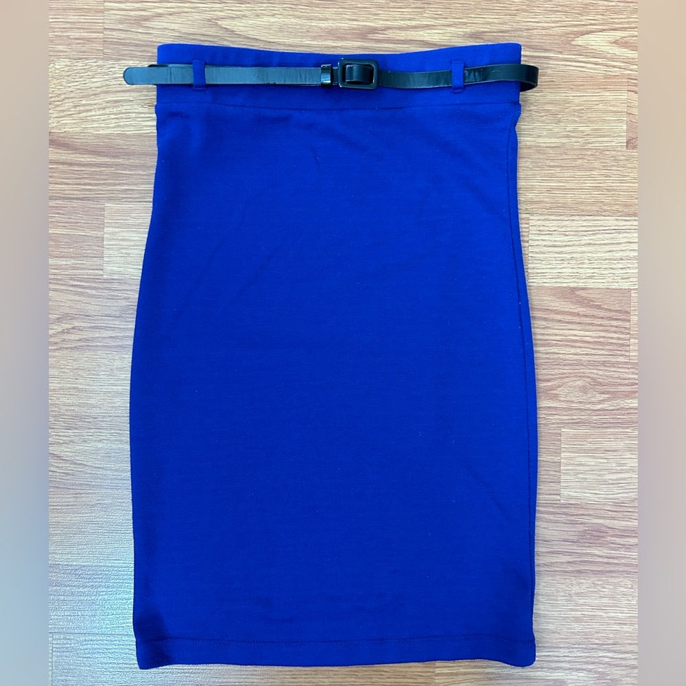 Fiore Blue Pencil Skirt with Belt size Small